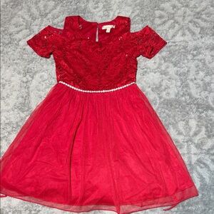 Elegant Red Lace Kids Dress size 8